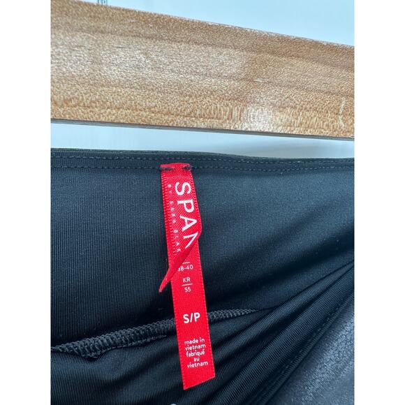 Spanx Leggings Women Small Black Metallic Compression Mid Rise Workout - Picture 6 of 7